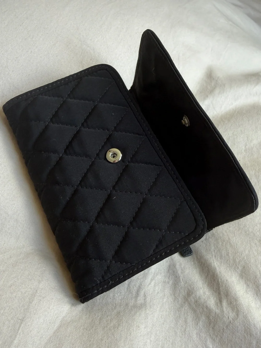 Vera Bradley Quilted Black Tri-Fold Wallet